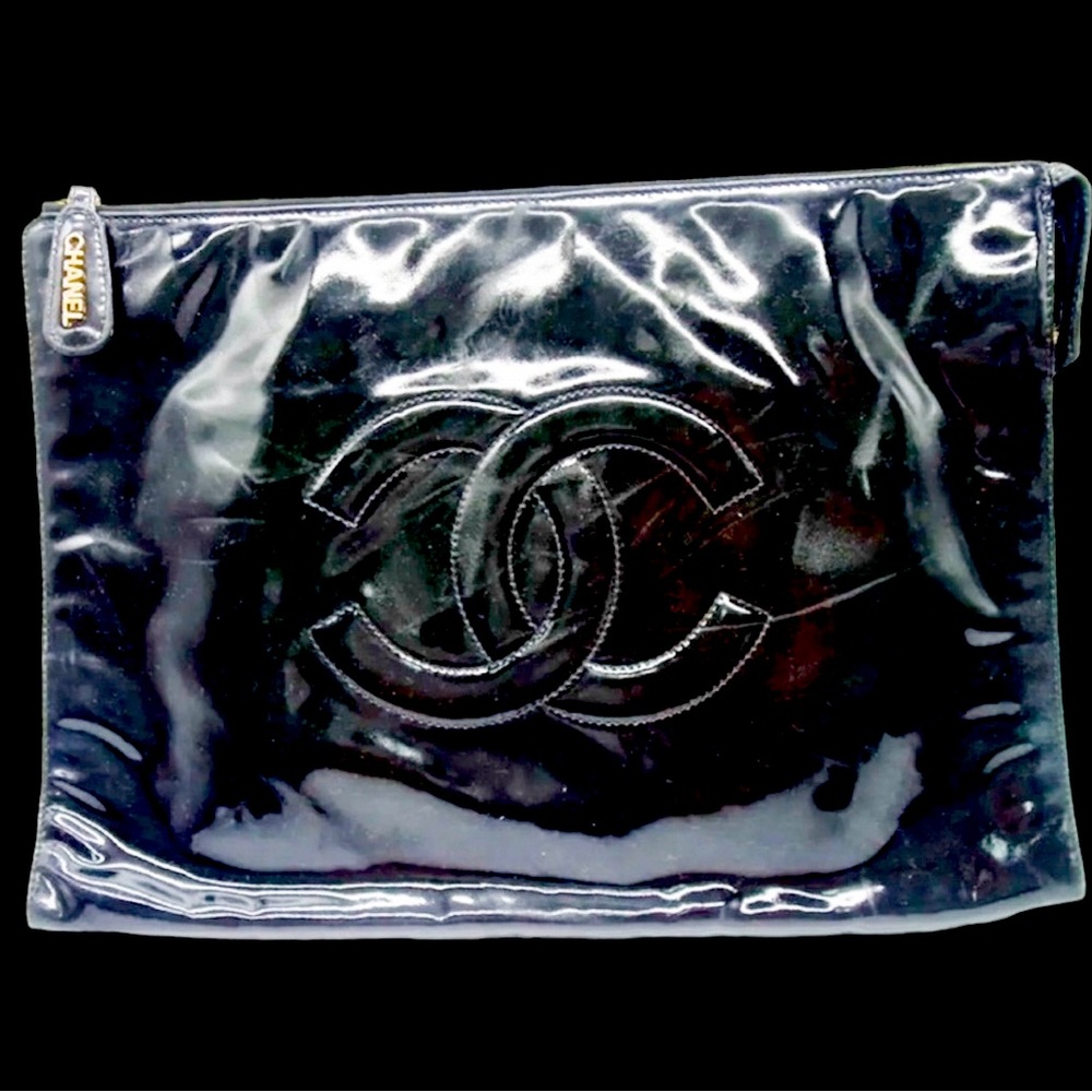 Authentic large clutch black Chanel bag